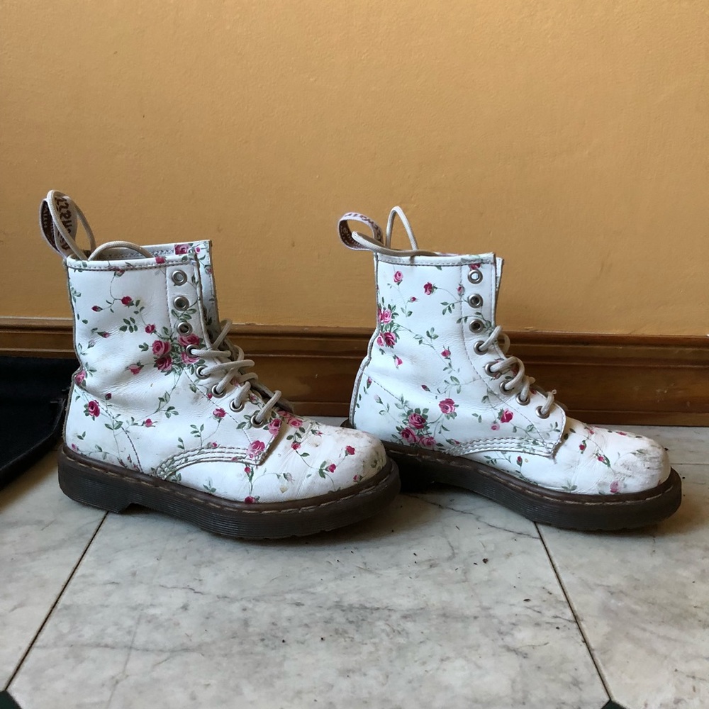 White Floral Dr Martens
